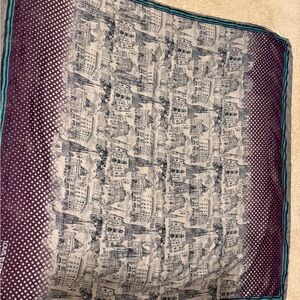 Louis Vuitton large Silk Cityscape Print Scarf in Cream & Plum